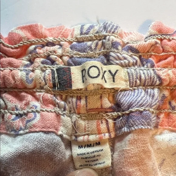 Roxy Wide Leg floral print cargo Flax Linen Drawstring Relaxed Fit pants M EUC - Picture 6 of 13